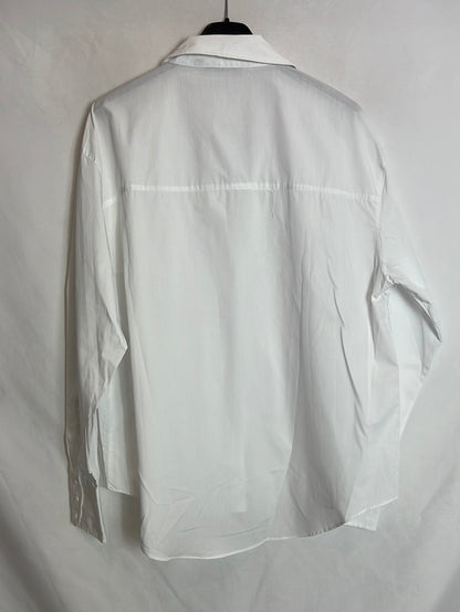 ZARA. Blusa blanca asimétrica. T XL