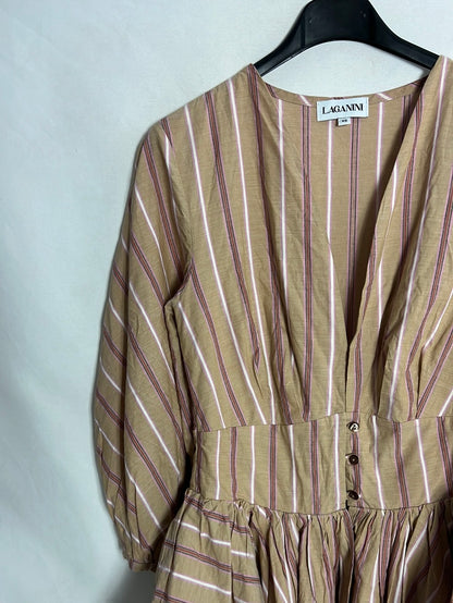 LAGANINI. Blusa rayas volantes y lazada. T XS