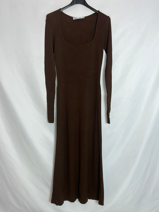 ZARA. Brown ribbed dress Tm