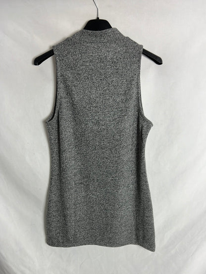 H&M. Camiseta sin mangas jaspeada azul. T 36