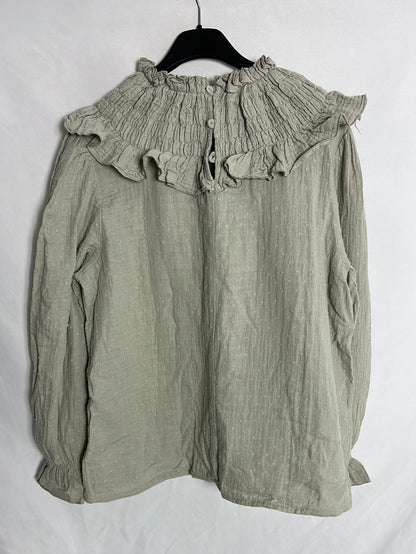 RITAVON. Blusa plumeti escote nido de abeja. T 38