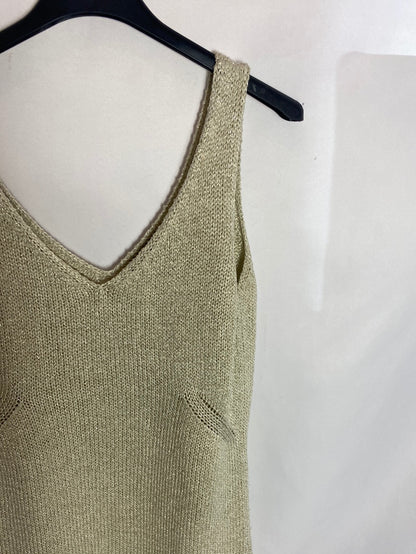 MANGO. Camiseta tirantes punto dorado T.s