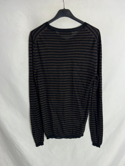 NEIMAN MARCUS. Brown and black striped sweater. TS