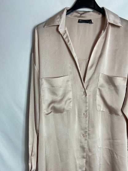 ASOS. Pink satin kaftan maxi blouse. Size 38