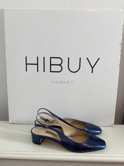 ZARA. Metallic blue open-heeled heel. Size 37