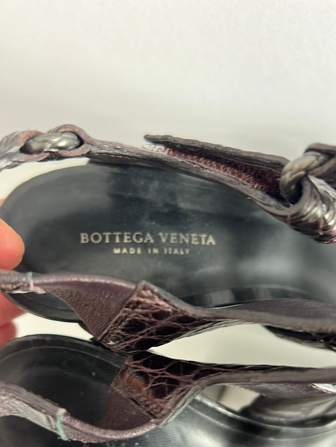 BOTTEGA VENETA. Brown platform sandals. Size 37