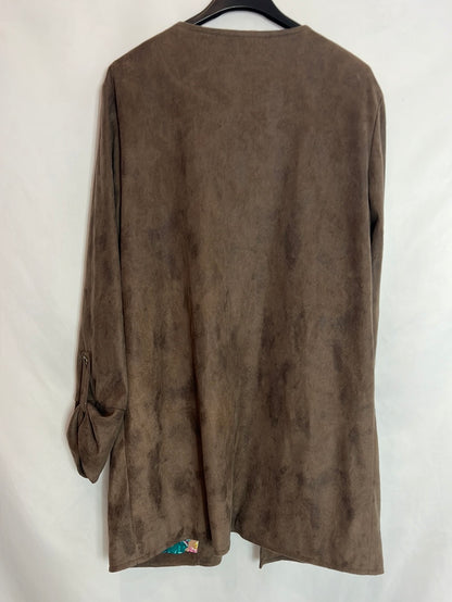 TRUCCO. Brown suede jacket with snaps. Size 40
