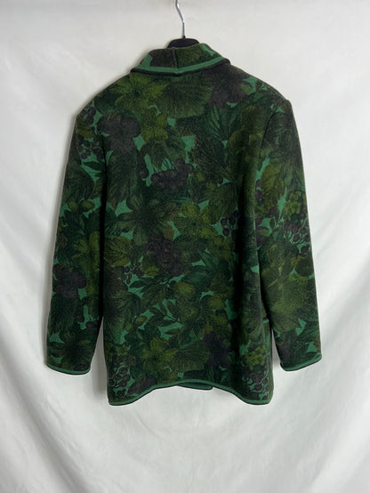 GEIGER. Chaqueta lana vintage verde estampada. T L