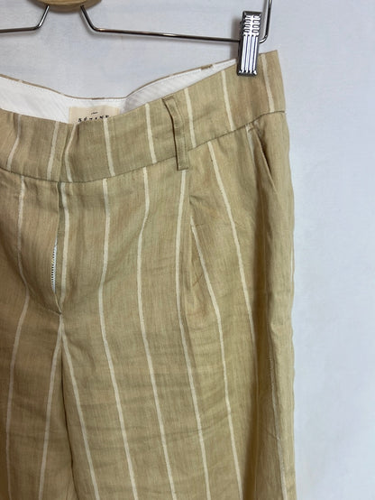 SEZANE. Pantalón beige rayas  T.36