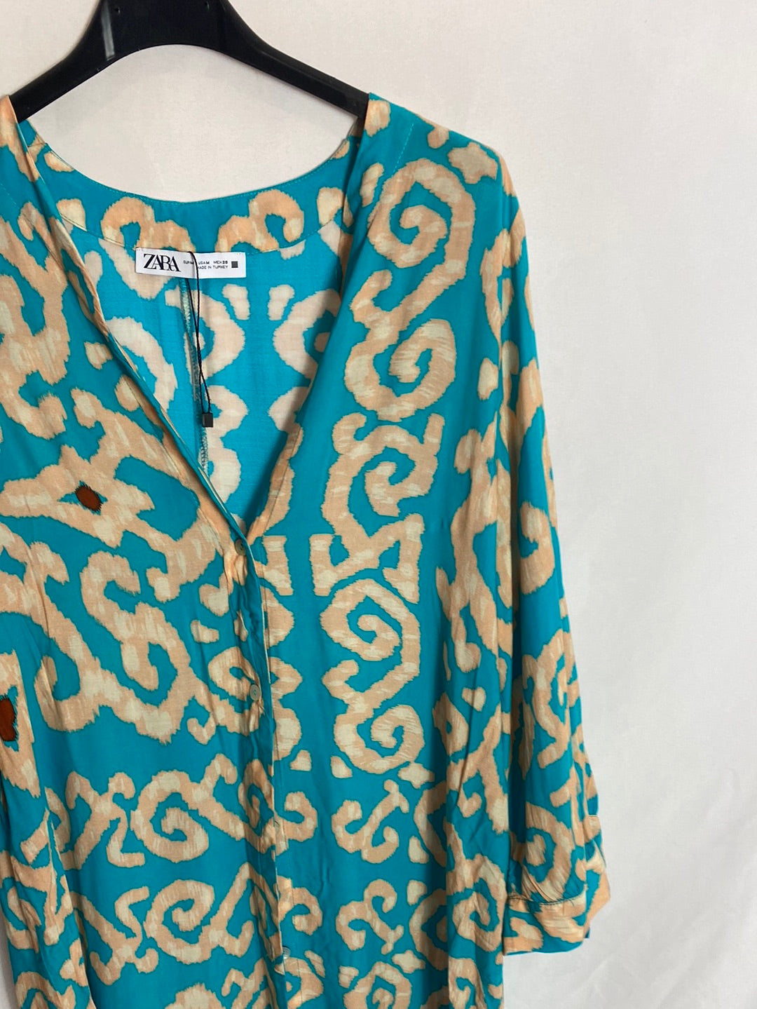 ZARA. Printed midi shirt dress Tm