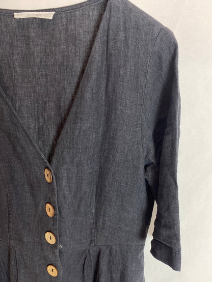 MANGO. Vestido camisero midi gris. T.s