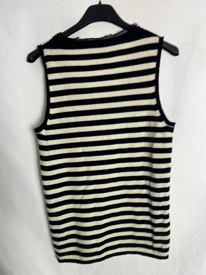 STEFANEL. Top punto rayas detalle cuello. T M