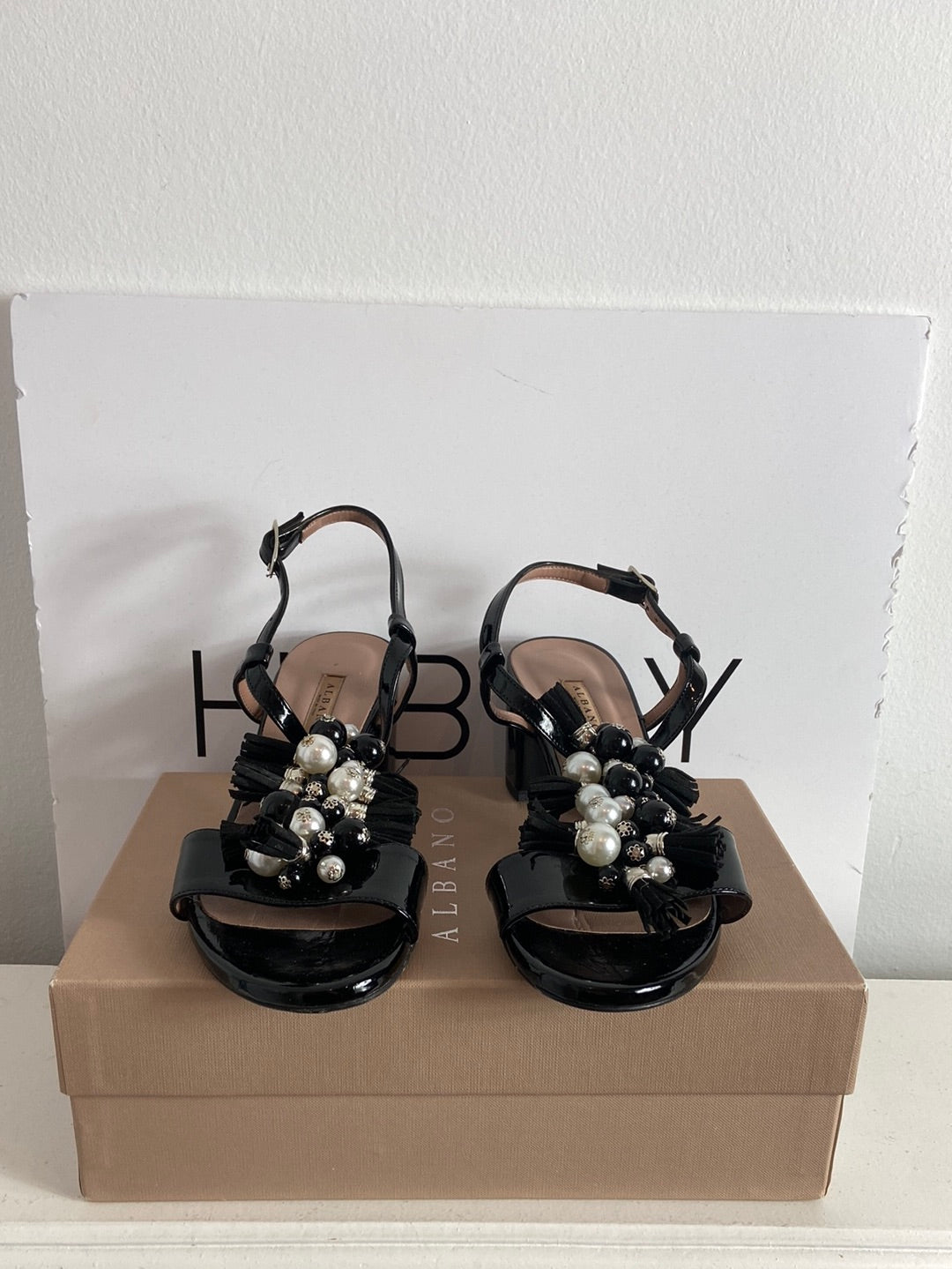 ALBANO. Sandalias de tacón negras T.38