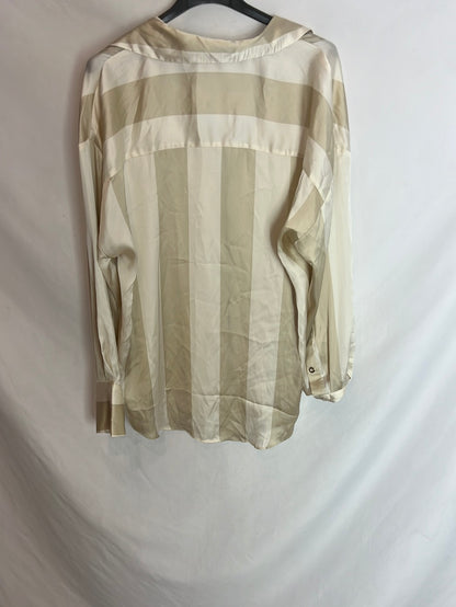 ZARA. Camisa botones satinada rayas. T.S