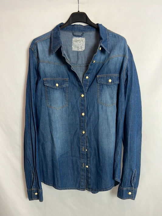PRIMARK. Worn effect denim blouse. T 48