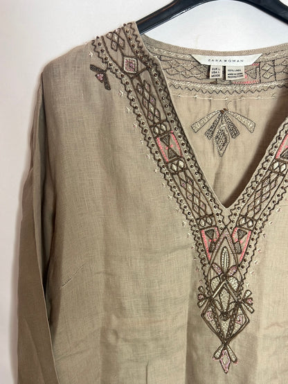 ZARA. Beige linen blouse Tl (TARA)