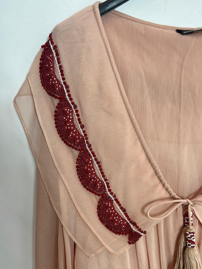 MAGNOLIA. Long pink chiffon beaded dress. TM