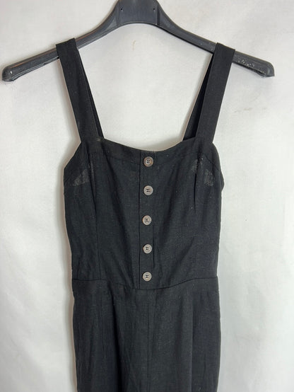 ZARA. Mono negro largo efecto lino. T XS