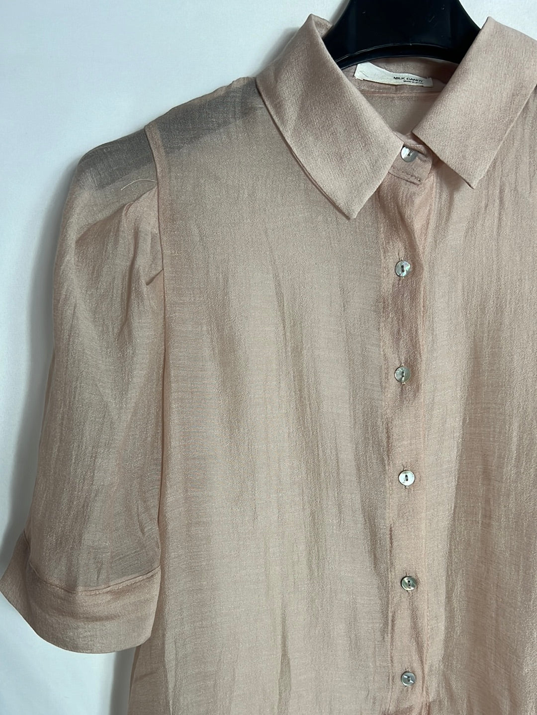MILK CANDY. Blusa semitransparente rosa palo. T S