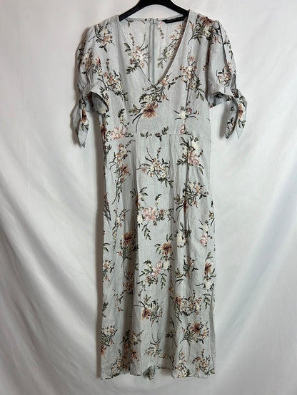 ZARA. Vestido midi azul claro estampado. T XS