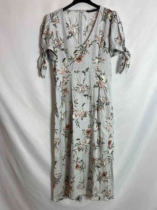 ZARA. Vestido midi azul claro estampado. T XS