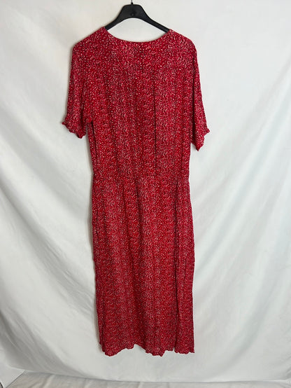 FINN FLARE. Vestido midi rojo estampado. T.M