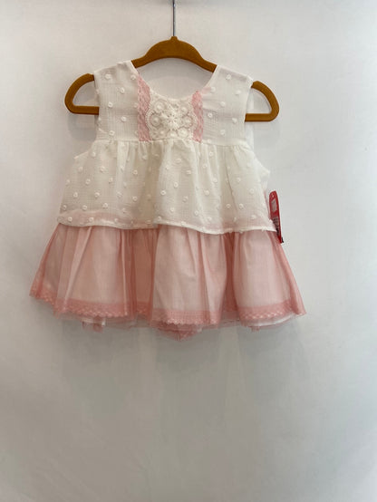 DELSUR. Conjunto vestido y cubrepañal T.18 meses