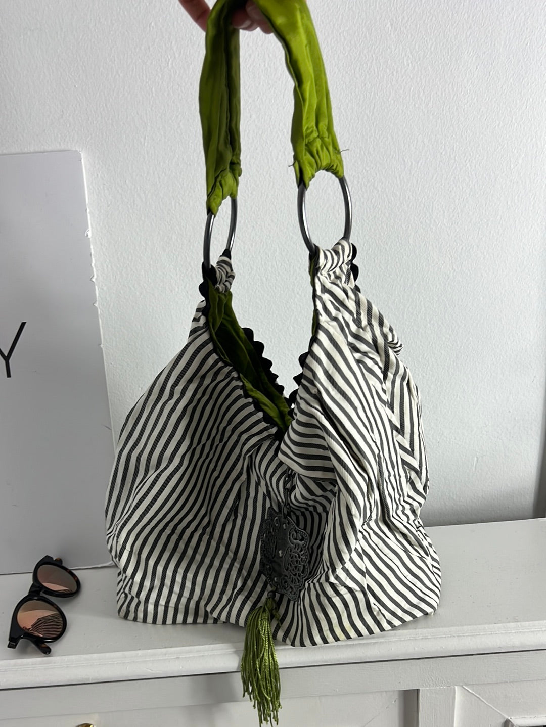 MO BY MARIA ROCA. Bolso tela rayas