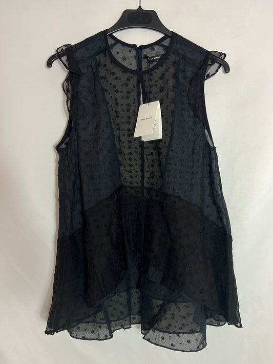ISABEL MARANT. Black semi-sheer silk top. Size 36