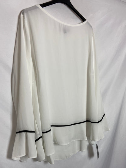 FESTA. Blusa blanca fluida con detalle en negro T.52