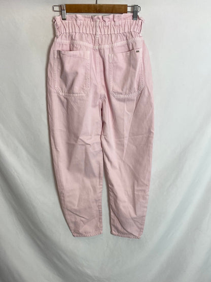 ZARA. Pantalón denim rosa palo. T.36