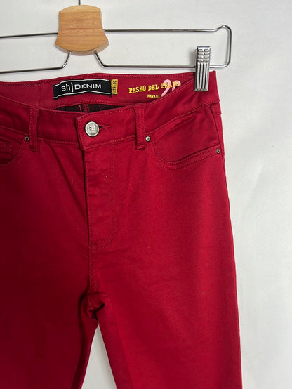 SH DENIM. Pantalón vaquero pitillo rojo. T 26 (34)