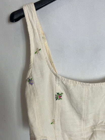 STRADIVARIUS. Croptop beige flores T.s