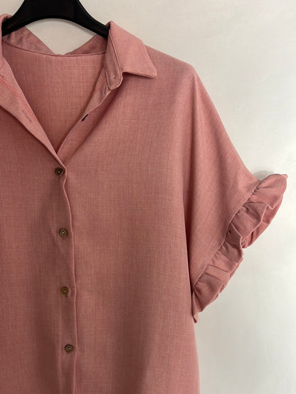 OTRAS. Blusa manga corta rosa jaspeada. T M