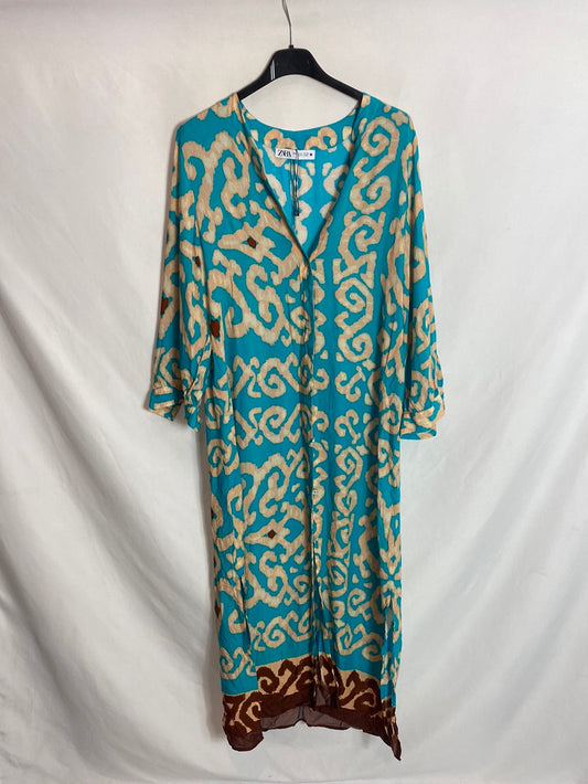 ZARA. Printed midi shirt dress Tm