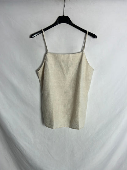 MANGO. Top lino beige tirantes. T S