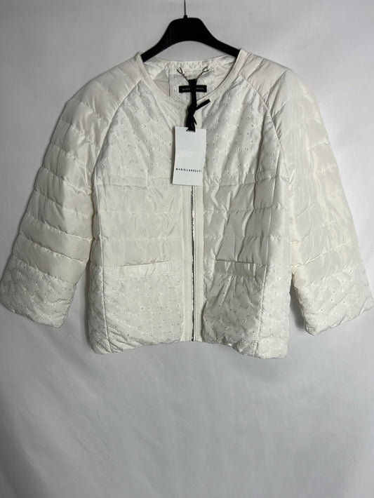 MARIELLA ROSATI. Double-textured down jacket in white. Size 38