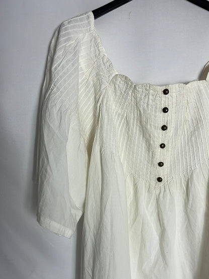 ARMAND BASI. Blusa blanca detalle escote . T S