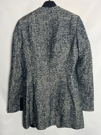 ZARA. Long blue and white tweed jacket. TS