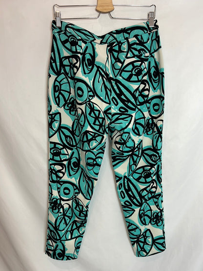 PEDRO DEL HIERRO. A total look with a printed top and pants. Size 38/40