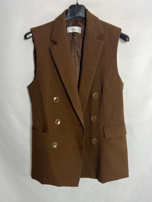 MANGO. Chaleco marrón botones. T M