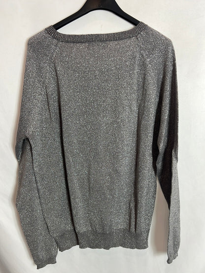 FESTA. Gray cardigan with silver threads. Size 50