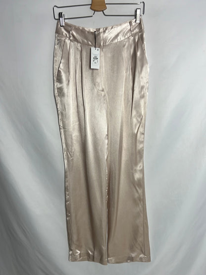 PRIMARK. Pantalones beige satinados. T 38