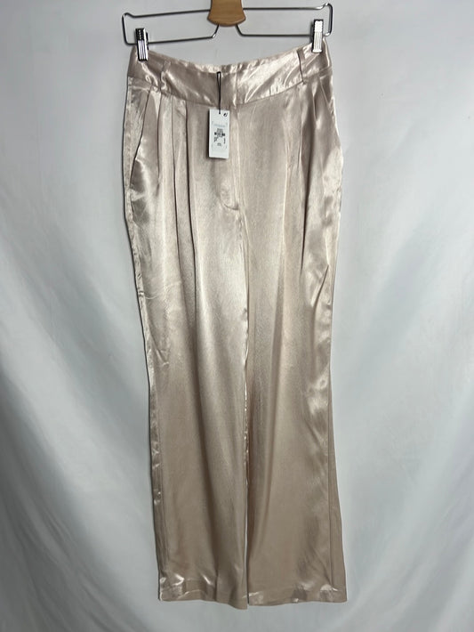 PRIMARK. Pantalones beige satinados. T 38