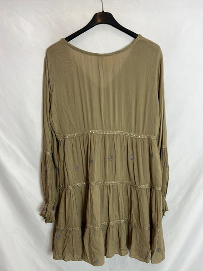 NEKANE. Tl embroidered green dress