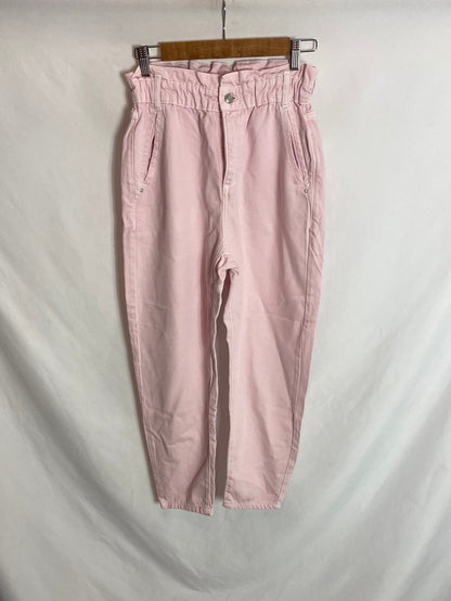 ZARA. Pantalón denim rosa palo. T.36