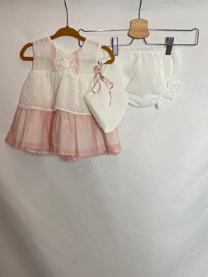 DELSUR. Conjunto vestido y cubrepañal T.18 meses