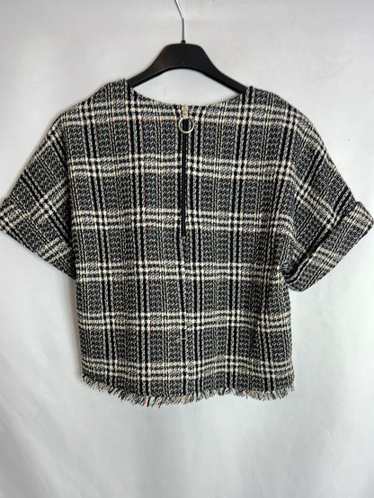 ZARA. Short-sleeved tweed top. Size XS