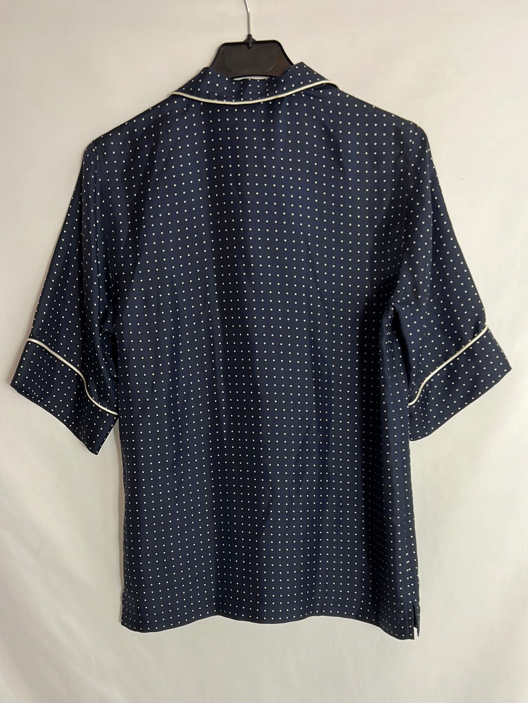 DOLCE&amp;GABBANA. Blue polka dot silk blouse. Size 38