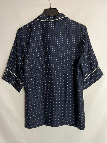 DOLCE&amp;GABBANA. Blue polka dot silk blouse. Size 38